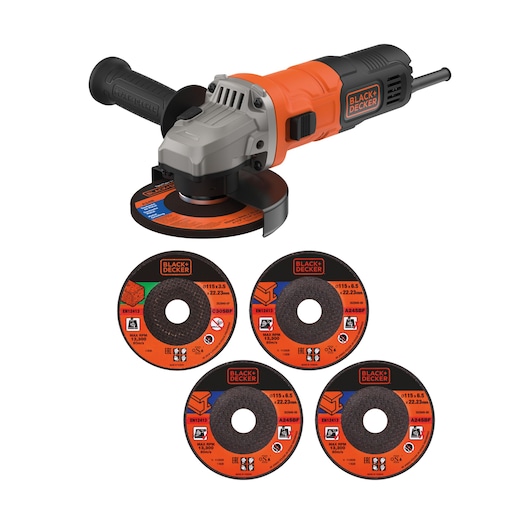 710W 115mm Grinder with 5 Cutting Discs, Cutting Guard and Grinding Guard