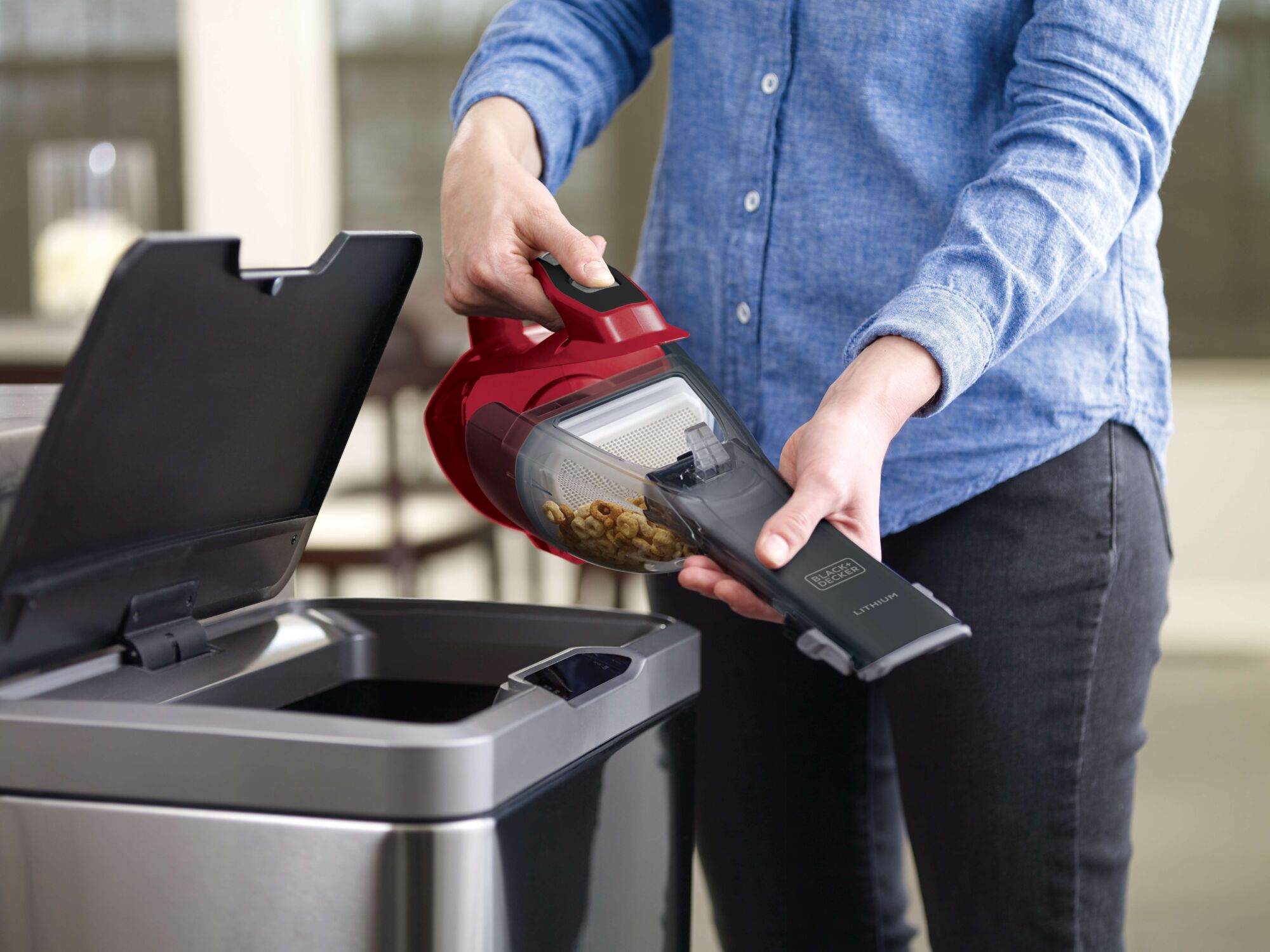 Easy to clean bin feature in dustbuster advanced clean cordless hand vacuum.